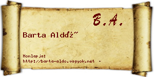 Barta Aldó névjegykártya