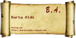 Barta Aldó névjegykártya